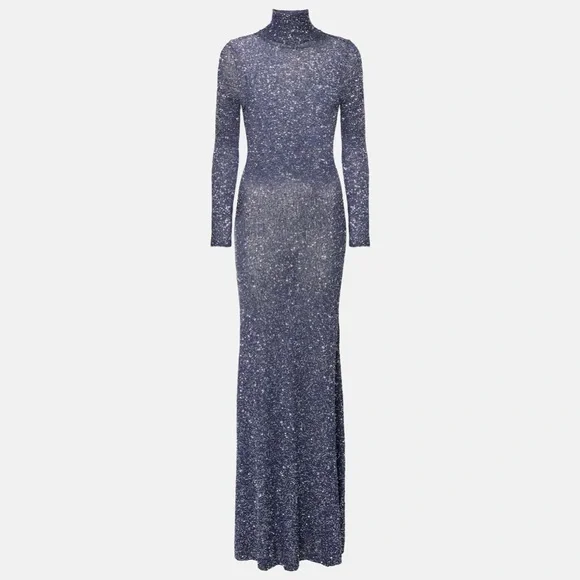 chinese dress ladies Light Blue Hooded Maxi Dress | BALENCIAGA main image 1